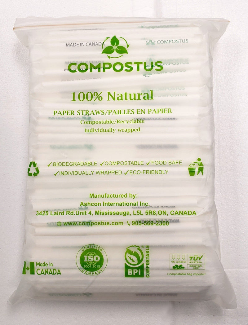 Giant Paper Straws | Individually Wrapped | 100% Biodegradable | 8mm x 7.75"